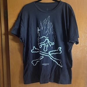 Cactus Jack by Travis Scott Black Tee with Neon-Style Skull & Crossbones